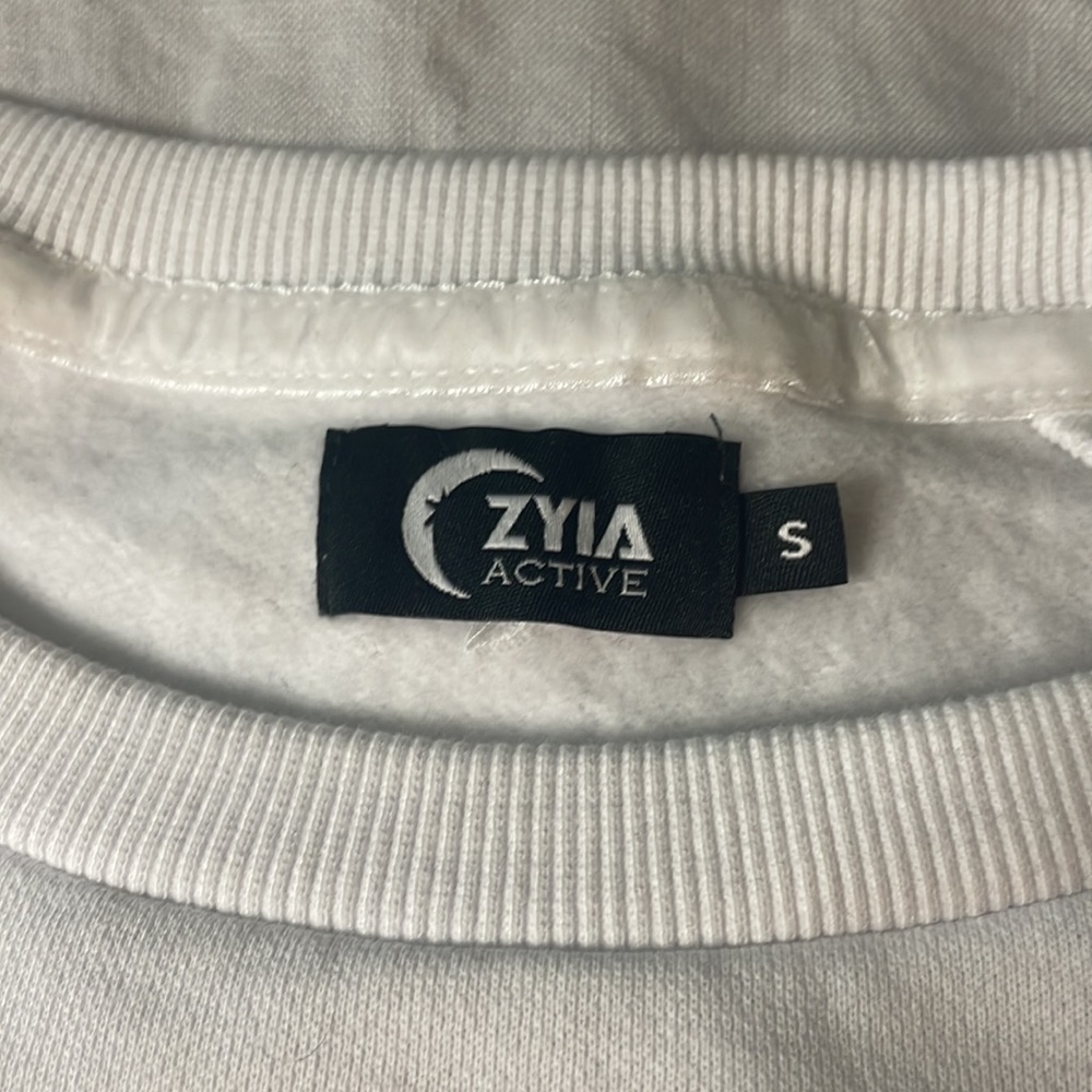 Zyia White Mountain Patch Crewneck Fleece Lined Sweater sz S - Picture 6 of 7